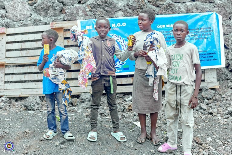 Children feeling happy after the recieving the clothes