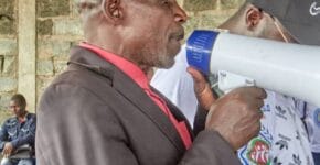 Local leader shares important information to the school children and the community in Goma 2